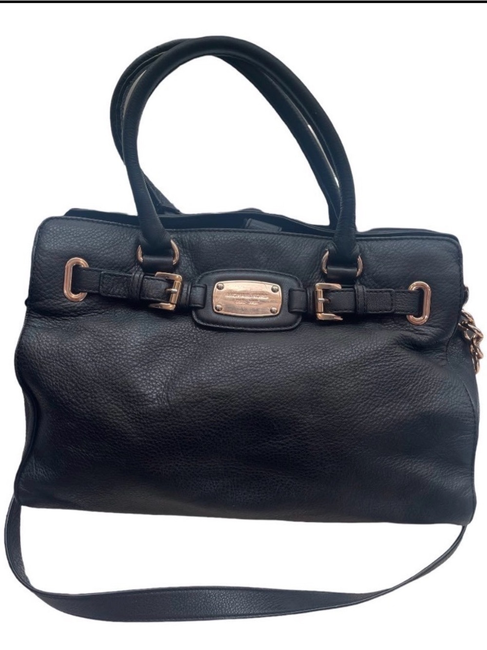 Michael Kors Black & Rose gold Hamilton Hobo Satchel bag !